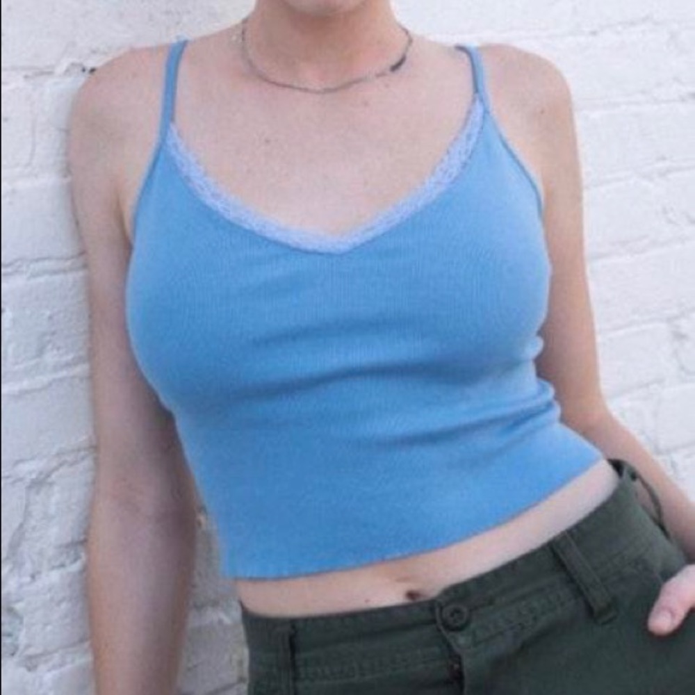 blue tank top